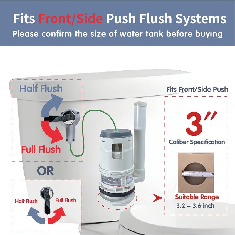 Vootenec Toilet Tank Replacement Kit for Lever-Handle Toilets - Includes Water-Saving 3-Inch Dual Flush Valve Replacement with Integrated Handle, Adjustable Fill Valve - Image 2